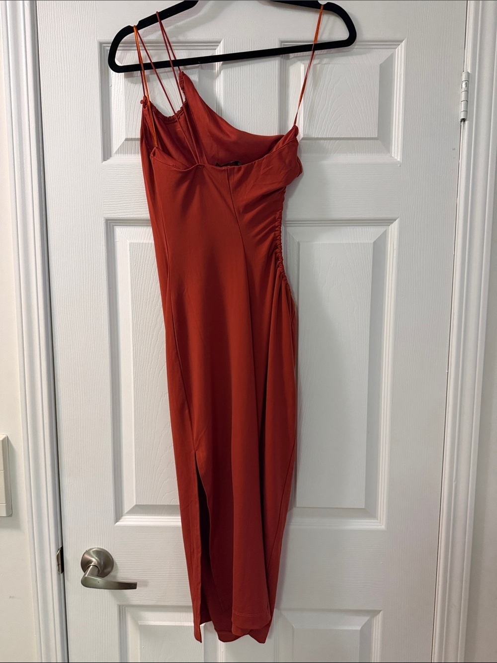 Dynamite Rust Red One-Shoulder Ruched Dress - Picture 3 of 3